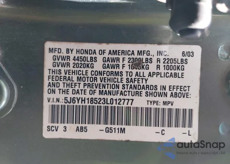 2003 Honda Element Ex из США, поврежденный, VIN 5J6YH18523L012777